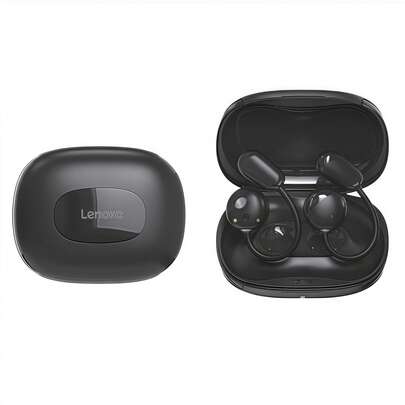 Lenovo Bluetooth-headset EA370, öronkrokmodell, vattentät och svetttålig, låg latens för spel, kompatibel med Apple och Android, lång batteritid och hög ljudkvalitet, fallsäkra hörlurar för sport, svarta