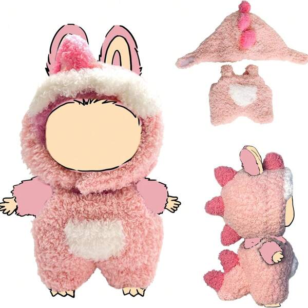 Clothes For Labubu, Clothes Compatitable With Labubu, 17cm Doll Clothes Compatitable, 17cm Doll Clothes, Outfits For Clothes Set, Dinosaur Costume, Dolls Keychain Accessories, Faking Animal Style Outfit Jumpsuitpsuit