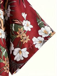 Summer New Fashion Loose Fit Casual Men's Digital Printed Short Sleeve Hawaiian Shirt - Burgundy - View 3