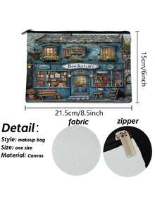 魔法森林之夜化妆包 - 万圣节礼物 - 深绿色包包，饰有奇幻的女巫、猫和月亮图案，拉链设计，可收纳化妆品、铅笔或零食 - 送给姐妹、学生和成年人的完美礼物，多功能化妆包 | 星空艺术 | 拉链封口，大容量化妆包 - 彩色 - 查看 2