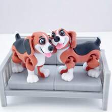 Figura decorativa de perro Spaniel lindo y adorable impresa en 3D, escultura de escritorio de plástico, regalo festivo