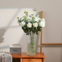 2/6pcs Realistic White Silk Artificial Rose Flowers With Stems, Suitable For DIY Wedding Bouquets, Valentine's Day, Weddings, Engagements, Birthdays, Parties, Outdoor Gardens And Tabletop Decor - Multicolor - View 6