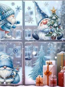 9 Stück Weihnachts-Fensteraufkleber, blaues Schneeflocken-, Schneemann- und Weihnachtsbaum-Muster Fensterfolie-Set, fröhliche Weihnachten statische Aufkleber ohne Klebstoff für Glas, Fenster Dekoration, Weihnachtsdekoration, Weihnachtsschmuck, Heimdekoration