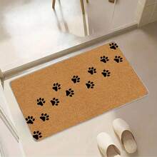1pc Cute Paw Print Door Mat - Crystal Velvet Material Rectangular Floor Mat, Machine Washable, Suitable For Indoor Entrance Decor, All Season Universal Version - Multicolor - View 2