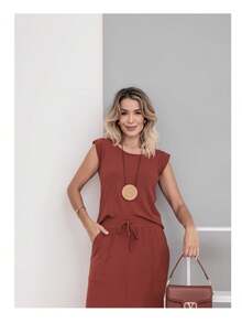 Women's Premium Fleece Midi Skirt Set - Cinnamon - View 3