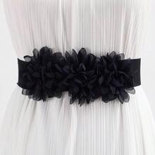 1 pieza Cinturón ajustable elegante con estampado floral para mujeres - Cinturón de vestido con hebilla para señoras, versátil para uso diario, fiesta y formal - unicolor y estampado floral - Multicolor - Ver 1
