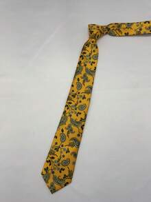 1 pieza Corbata de poliéster con estampado de paisley, adecuada para el lugar de trabajo, corbata de hombre para todas las estaciones - Dorado - Ver 3
