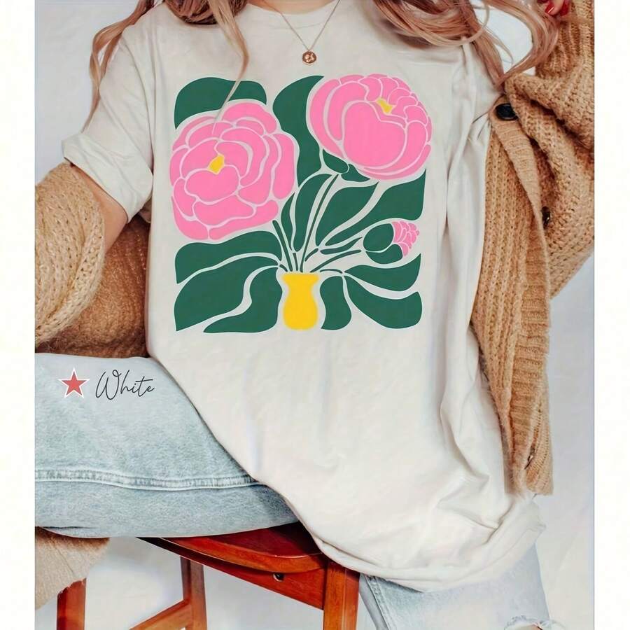 Bloeshirt, T-Shirt Bloevaas, Deau Plant Moeder, T-Shirt Tuinieren, Deau ...