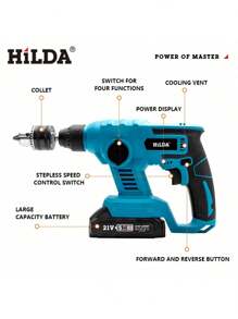 21V 充电式无刷无绳旋转锤钻电锤冲击钻膨胀螺丝混凝土钻孔墙壁，家庭使用的最佳选择