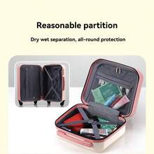 Large Capacity Lightweight Travel Suitcase Set, Macaron Color Block Rolling Luggage With Makeup Bag, Scratch-Resistant Surface, Swivel Wheels, Suitable For School, Vacation, Travel, Outdoor, Beach, Great Gift Bag For School School Accessories School Stuff