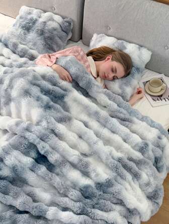 1 件奢华扎染仿毛皮毛毯 - 柔软、温暖、舒适、多用途、适合所有季节 - 非常适合卧室、客房、客厅、宿舍、汽车、沙发、旅行和户外活动