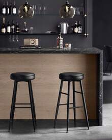 EKHO Collezione - Sgabelli Cucina, Set da 2 Sgabelli Alti da Bar, Sedie Cucina, Rivestimento con Cucitura, Altezza 76,2 cm, Sala da Pranzo, Facile da Montare, Nero Inchiostro - nero - Visualizzare 2