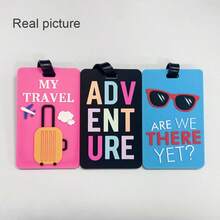 3 件套时尚字母设计行李标签套装，旅行配件包括行李箱 ID 地址夹、行李登机牌便携式标签袋，适用于学校学校配件学校用品旅行必备假期旅行箱配件 - 彩色 - 查看 2