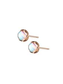 1 Pair Creative S925 Sterling Silver Moonstone Stud Earrings, Simple & Fashionable Jewelry Accessories, Gift For Friends, Birthday - Round - View 5