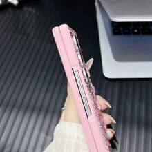 1pc Pearl Butterfly Rhinestone Hard Shell Phone Case Compatible With Samsung Galaxy Z Fold 7/6/5/4/3 5G Waterproof Shockproof Anti-Fall Scratch Resistant - Pink - View 6