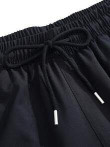 Men's Striped Loose Straight Leg Sweatpants, Casual Workout Pants For Gym, Fitness, Outdoor, Running, Daily Wear, Spring & Autumn - màu đen - Xem 5
