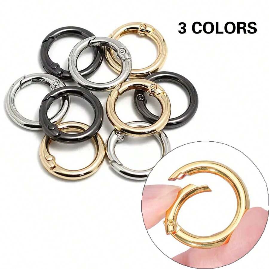2pcs/4pcs/6pcs Metal Spring,3 Colors O Rings Clip Carabiner Snap Rings Zinc Alloy Spring O Ring Round Spring Snap Carabiner Clip Buckle Karabinerring For Keyrings Buckle,Bags,Purses - Multicolor - View 1