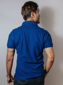 Playera Polo Hombre Casual Azul Oscuro Manga Corta Algodón Suave Cómoda Ligera Oficina Formal Informales Elegante - Azul eléctrico - Ver 6