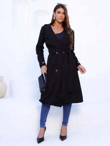 Women's Trench Coat In Premium Tailoring With Thermal Lining - Black - View 1