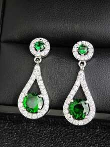 MOONSO 1 Pair Elegant Teardrop Hollow Out Design Women Stud Earrings, For Wedding, Party, Gift-Giving E514