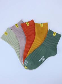 3/5 pares de calcetines tipo tripulación unisex deportivos - Estilos de pareja en colores de dopamina para comodidad todo el año para mujeres y hombres