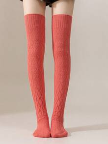 1 Paar Damen einfarbige Überknie-Socken, dicke, warme Wollmischung Strümpfe, minimalistische vielseitige Alltagsstrumpfhosen, kniehohe rutschfeste Beinwärmer, patriotisch/Unabhängigkeitstag elegante, atmungsaktive, weiche, kuschelige gestrickte Oberschenkel-Socken für Herbst/Winter - Verschiedenfarbig - Übersicht 8