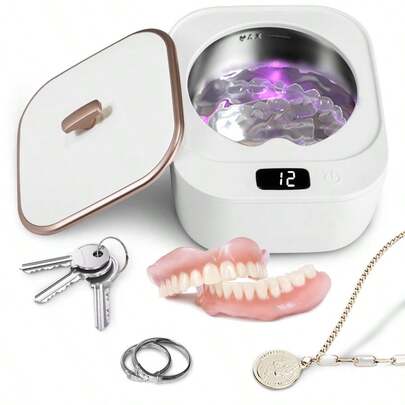 Ultrasonic UV Dental Appliance Cleaner – 48KHZ With 3 Time Modes | Ideal For Dentures, Aligners, Whitening Trays & Mouthguards