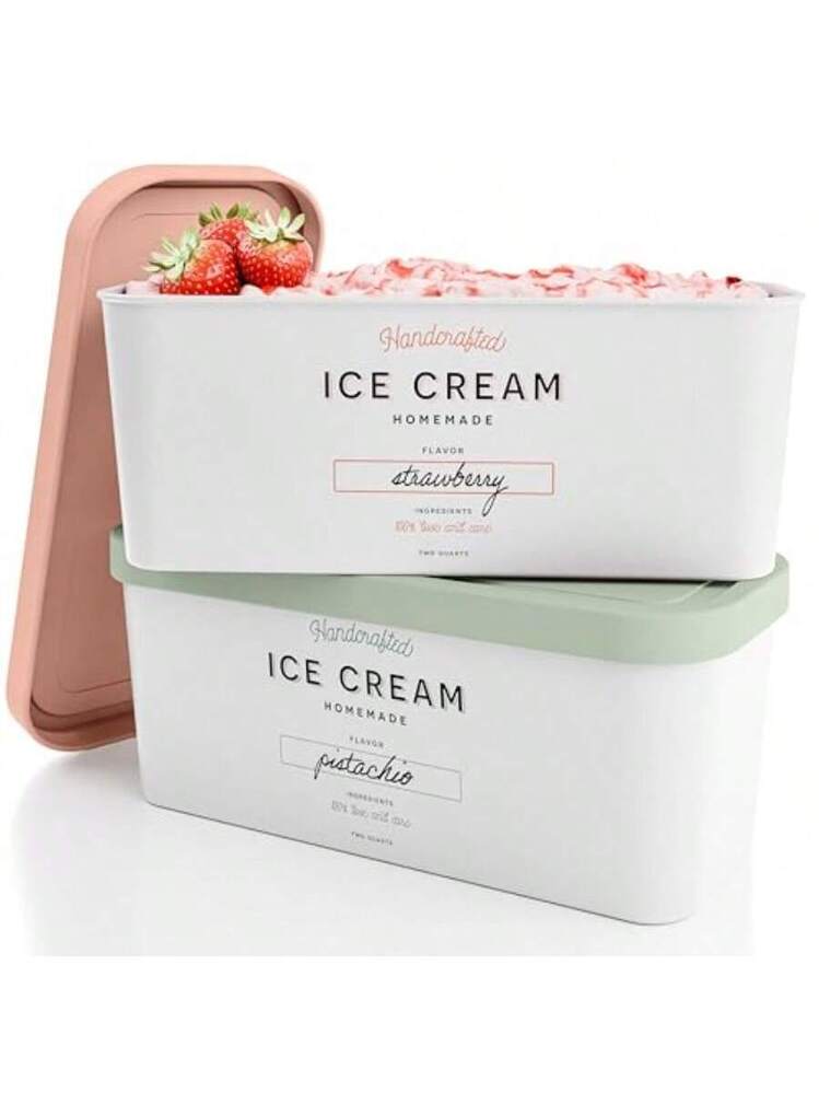 ZICOTO Set Of 2 Reusable Ice Cream Tub Containers 2 Quart Each