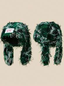 1pc Acrylic Bunny Ear Knit Beanie, Unisex Outdoor Street Style Warm Cap, Party Attire