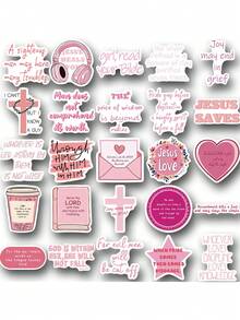 SCXXBSW 50pcs Pink Bible Jesus Cartoon Graffiti Stickers Decorative Handbooks Water Cups Notebook Luggage Waterproof Stickers - Multicolor - View 13