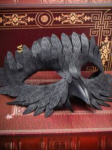 1 pieza Máscara de media cara con plumas para mujer, adecuada para juegos de roles, Halloween, regalos navideños, decoración y adornos