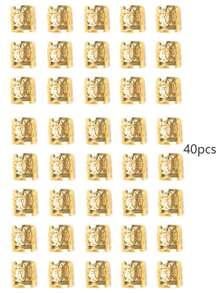 40pcs Gold Color Dreadlock Bead Cuffs, Stylish Personalized Hair Accessories For Women, Suitable For Festival, Beach, Summer, Daily Wear, Claw Clips, Hair Claws, Clips For Hair, Hair Slide, Hair Barrettes