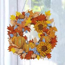 DIY 亚克力钻石画壁挂 - 万圣节南瓜花环