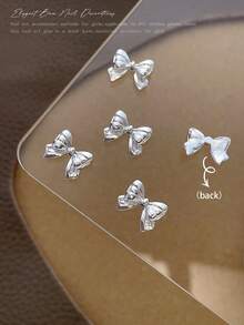10/100/500pcs 3D Silver Bow Heart Nail Art Decorations, Korean Style Metal Bow, Star, Moon Nail Jewelry, Y2K Punk Nail Gems, DIY For Acrylic Nail Stickers, Phone Cases, Shoes, Clothes, Bags Nails Nail Supplies Nail Charms - Multicolor - View 7