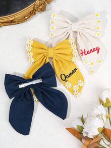 1 件定制名字雏菊发饰，适合女孩，优雅个性化蝴蝶结鳄鱼夹，度假花朵发夹，定制女孩礼物发夹，儿童发饰