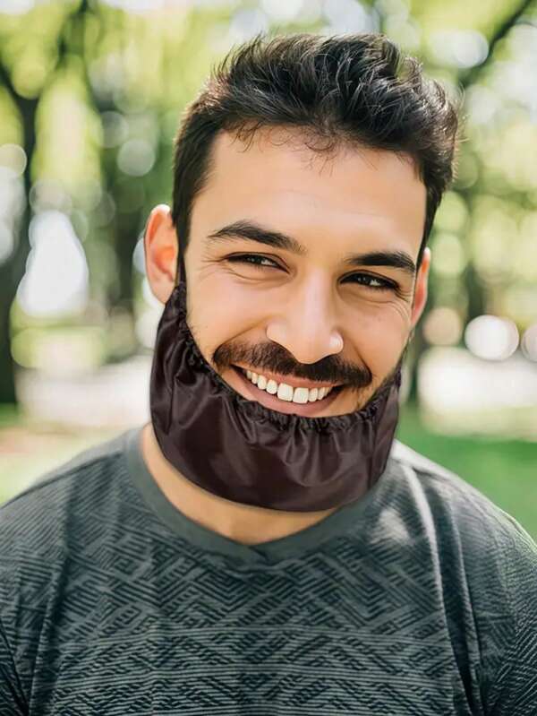 1 pièce Masque facial pour barbe pour homme, Masque de sommeil pour barbe noire, Convient pour masque facial enveloppant pour la tête pour homme