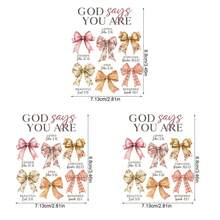 1 件/2 件/3 件基督教励志圣经经文热转印贴纸，混合颜色乙烯基，带有拱形“上帝说你是”经文设计，耐用热压补丁，适用于 T 恤、连帽衫、织物装饰、枕套、包包和服装装饰 - 彩色 - 查看 5