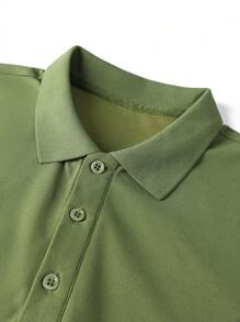 Men's Casual Solid Color Short Sleeve Polo Shirt, Summer