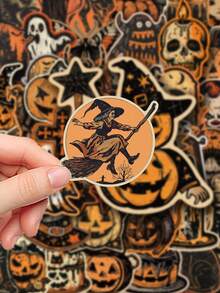 50pcs Retro Halloween Sticker Pack For Scrapbooking, Diary, Computer, Phone Case, Luggage, Guitar, Skateboard, Decor - Multicolor - View 6