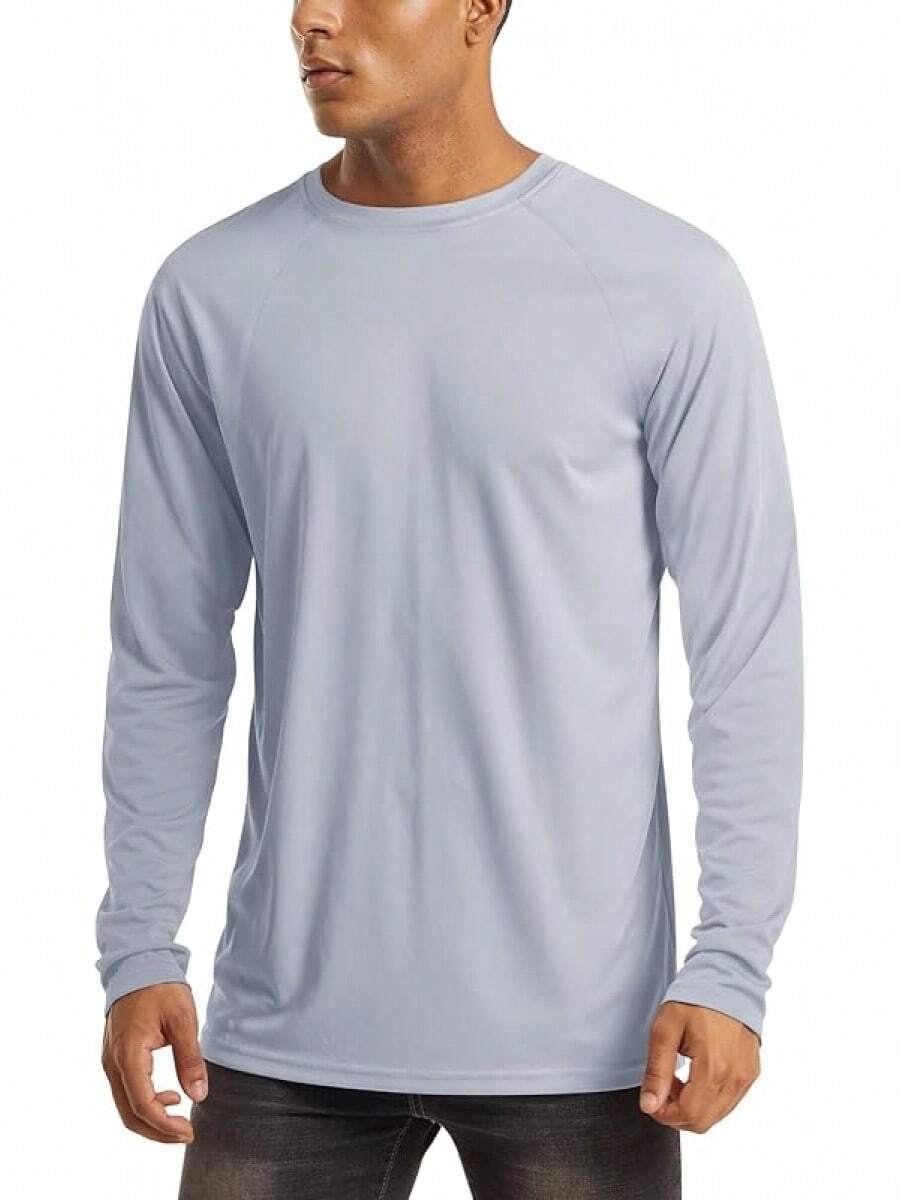 Men's Long Sleeve Shirts UPF 50+ UV Sun Protection Athletic Shirts For Hiking Running Workout Rash Guard-2025 - Grey - View 1
