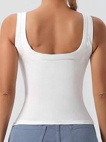 1PCS,EssElegance, Sports Bra Tank Top With Removable Padded - Seamless Wire-Free Design For All Seasons, Yoga, Running, And Fitness​ Fall Clothes For Women - 白色 - 查看 2