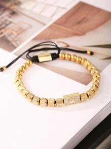 1 pieza Brazalete de joyería para inoxidable con cuentas de piña de lujo y corona de moda