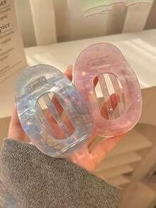 1个扁平圆形亚克力发爪夹，休闲发饰，适用于丸子头、马尾辫，可作发夹、发卡、发夹、发卡、发卡夹、学生用品、发饰 - 彩色 - 查看 3