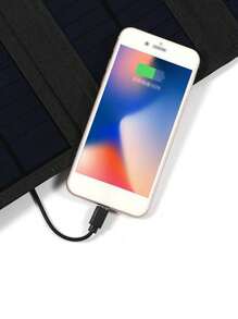 Monocrystalline Silicon Portable Solar Charger Panel, Featuring 5 High-Efficiency Photovoltaic Cells For Fast Charging, Specially Designed For Outdoor Emergency Use, Foldable For Storage In Carry Bag