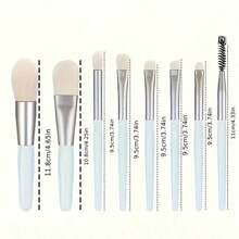 8pcs Mini Multipurpose Makeup Brush Set, Professional Makeup Tools Kit For Blush, Highlighter, Eyeshadow, Powder, Concealer & Eyebrow Pencil, Ideal Gift For Beginners Portable And Practical - Random Color Set - View 6