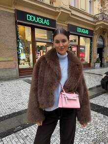 Women's Retro High-End Faux Fur Short Jacket, Loose Version Fashion Casual Coat