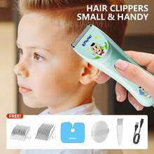 ENSSU 儿童理发器套装，无线电动理发器，专业静音儿童理发器，可充电无线儿童理发器，干湿两用，家用理发器套装，7档防水，家用儿童理发器套装 - 藍色 - 查看 12