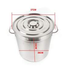 Marmite de qualité commerciale de 30 pintes (35 L) en acier inoxydable 201, marmite robuste pour conserves, marmite à soupe, cuisinière à induction avec couvercle et poignées rivetées pour la conservation des soupes, des fruits de mer, argent - Argent - Voir 2