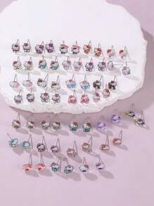 Sanrio 60 piezas Juego de aretes con diseños de Sanrio Kumi, aretes de diseño dulce para niñas