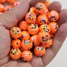 10pcs Vibrant Orange Pumpkin Acrylic Beads, 16mm - Perfect For DIY Jewelry, Bracelets, Necklaces, Keychains & Halloween Crafts